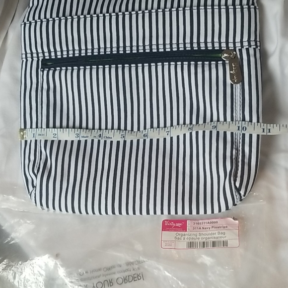 Thirty-One Organizing Shoulder Bag Navy Pinstripe - Picture 8 of 8